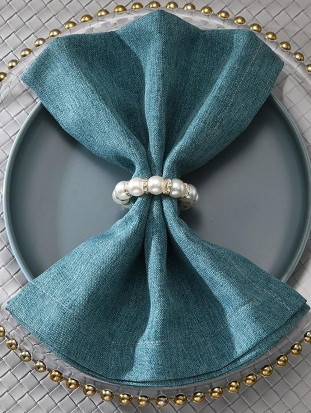 NEW! Set Of 10 Pearl Napkin Rings